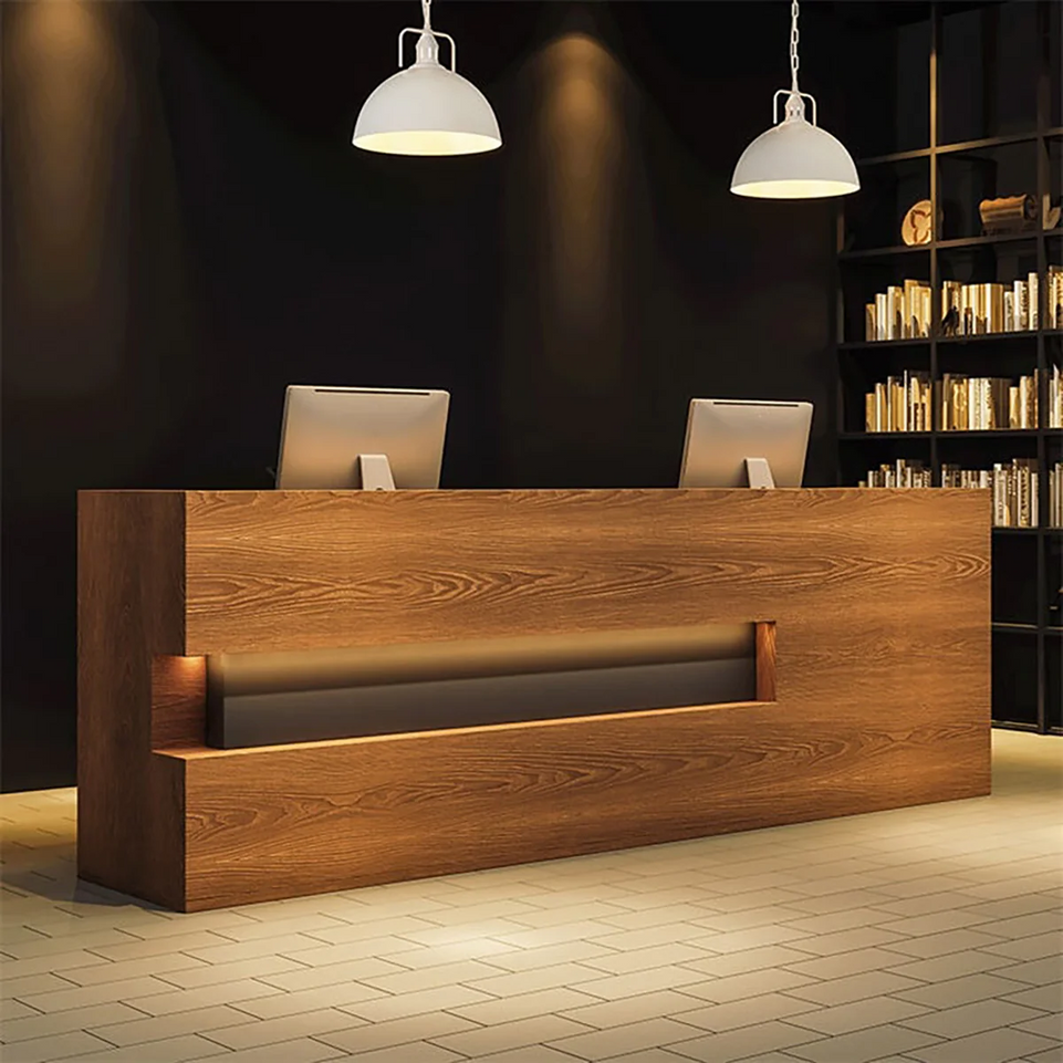 (In Stock) Wood Grain Reception Desk Vintage Full-Assembly Reception Desk JDT-769 Shipped from Australia