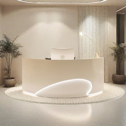 Minimalist Curved Cashier Counter And Reception Desk Made-to-Order (6-11 Weeks Delivery)