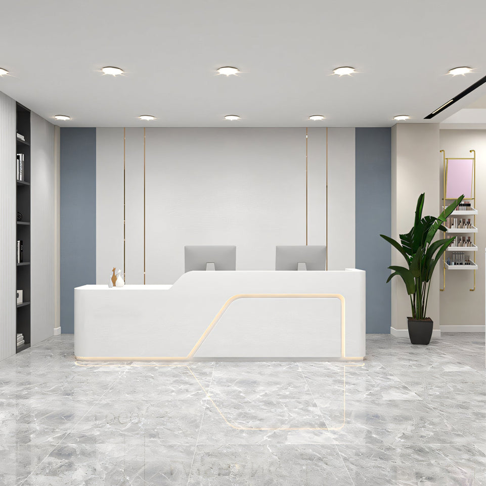 Lacquered Reception Desk with LED Strip and Wide Desktop Made-to-Order (6-11 Weeks Delivery)