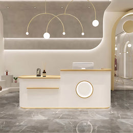 Refined Commercial Corner Check Out Counter Reception Desk Made-to-Order (6-11 Weeks Delivery)