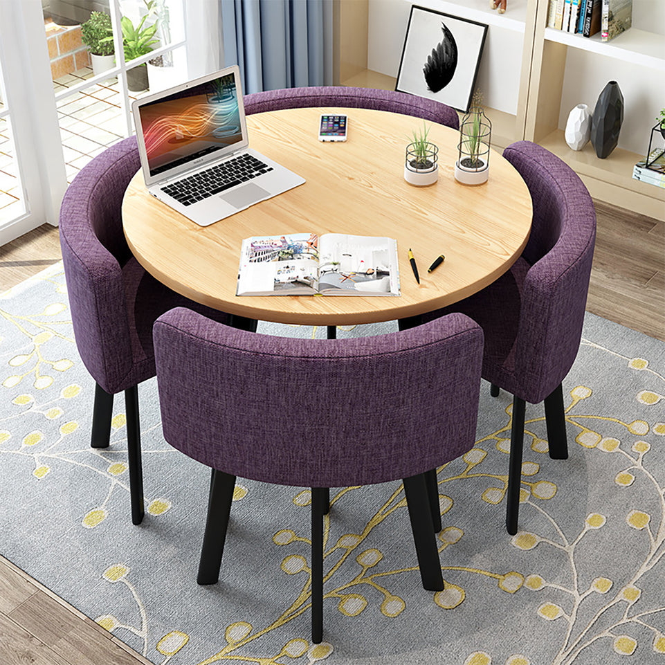 Minimalist Reception Round Table with 4 Chairs Set For Office & Cafe JDZH-2078