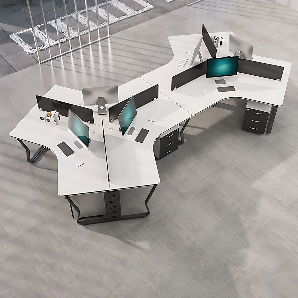 (In Stock)Wooden-Top Metal-Leg Multi-Person Collaborative Desk Ideal for Small Offices and Multi-Person Workstations BGZ-015