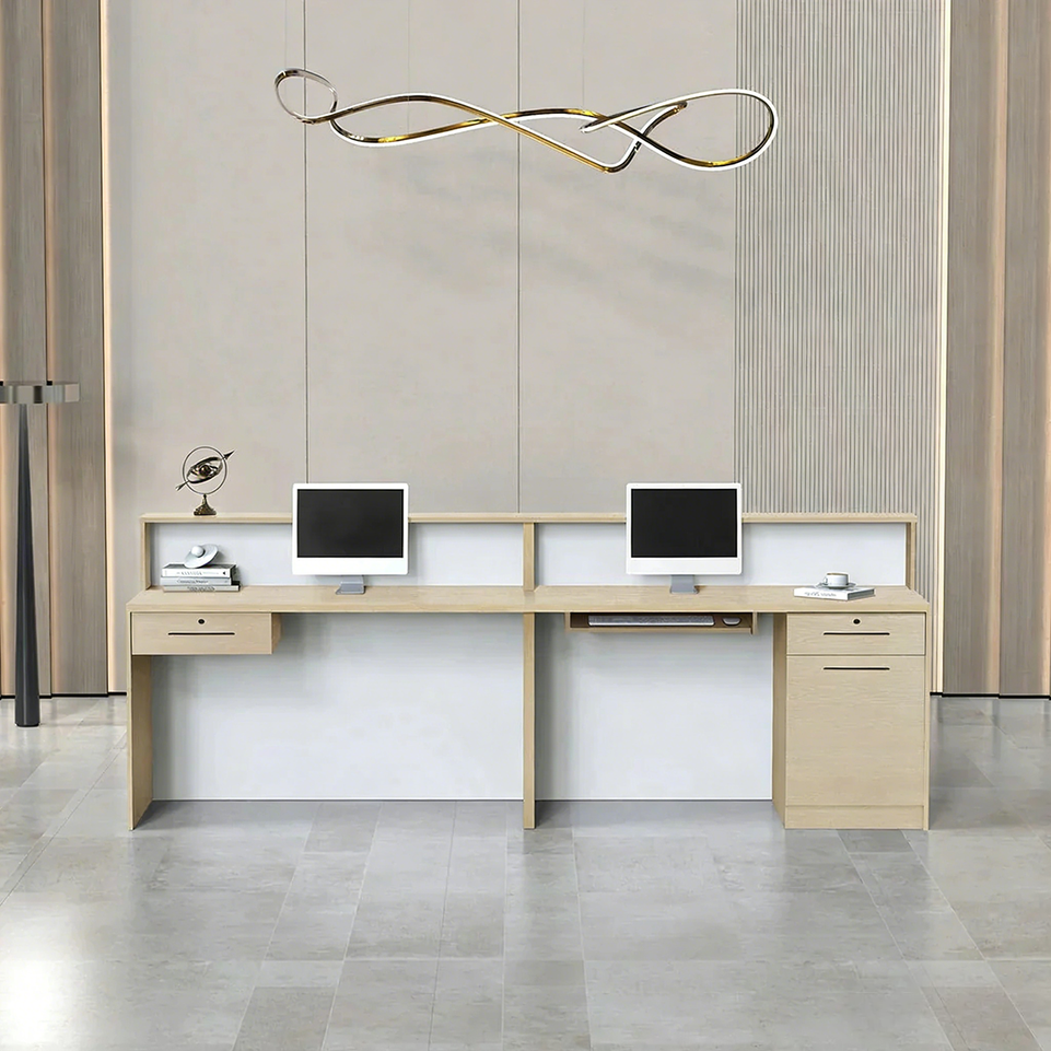 Office Reception Desk with Storage Cabinet and Keyboard Tray JDT-2214