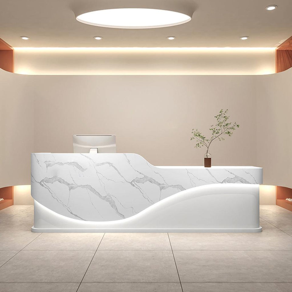 Creamy Style Minimalist Lacquered Salon Store Reception Desk JDT-1044