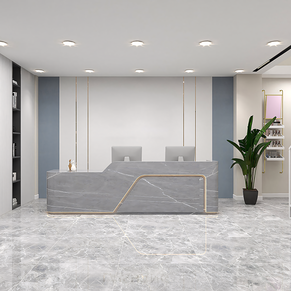 Lacquered Reception Desk with LED Strip and Wide Desktop Made-to-Order (6-11 Weeks Delivery)