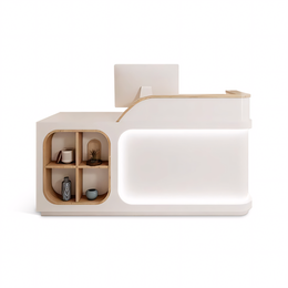 Elegant Minimalist Fully Assembled Reception Desk with LED Lights Made-to-Order (6-11 Weeks Delivery)