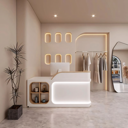 Elegant Minimalist Fully Assembled Reception Desk with LED Lights Made-to-Order (6-11 Weeks Delivery)