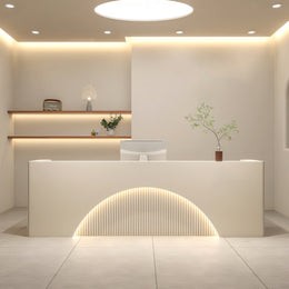 Fully Assembled LED Commercial Reception Desk with Storage Made-to-Order (6-11 Weeks Delivery)