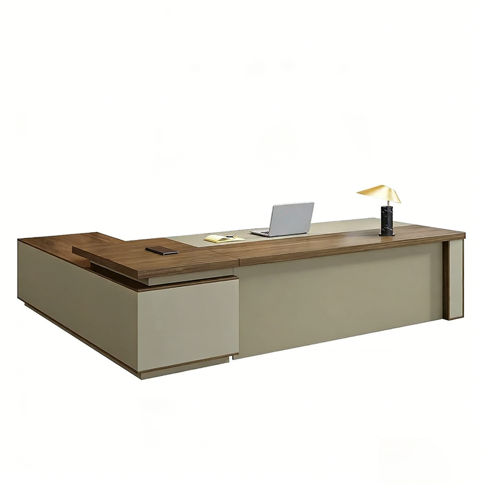 Modern High-End Executive Desk with Thick Desktop and Spacious Under-Desk Clearance LBZ-2143N