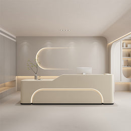 Fully Assembled Curved LED Reception Desk for Commercial Spaces Made-to-Order (6-11 Weeks Delivery)