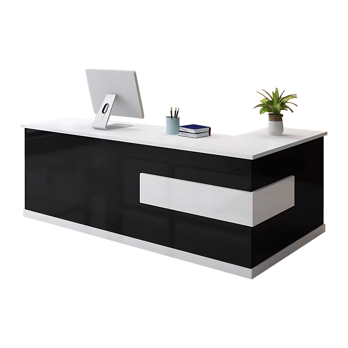L-shaped Modern Reception Desk with a Drawer and a Keyboard Tray JDT-069