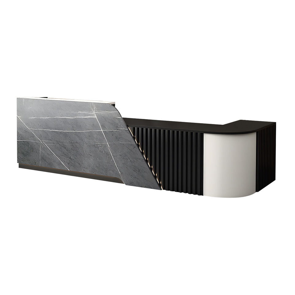 Modern L-Shaped Reception Desk with Storage Cabinet for Office Reception Area JDT-2248