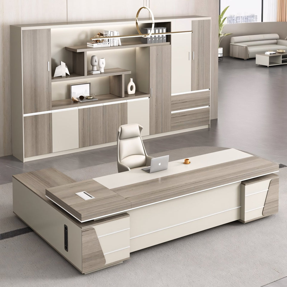 Luxurious Executive Office Desk with Bookcase Set LBZ-10184