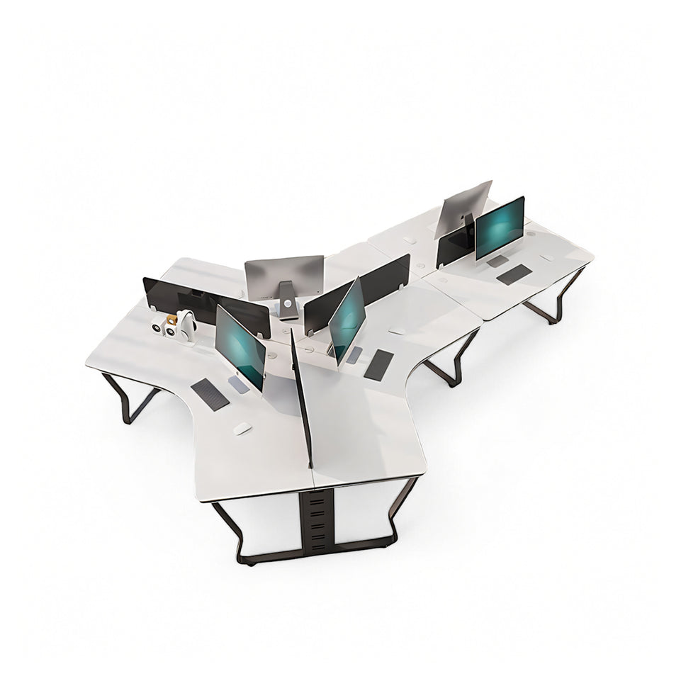 (In Stock)Wooden-Top Metal-Leg Multi-Person Collaborative Desk Ideal for Small Offices and Multi-Person Workstations BGZ-015