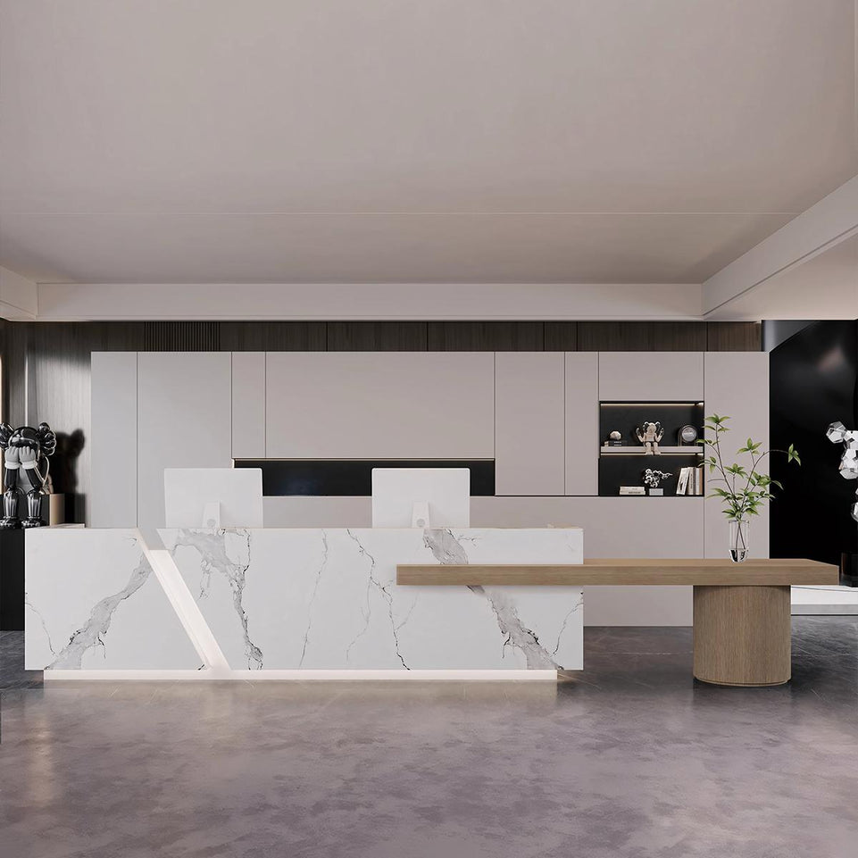 Modern Rectangular Imitation Marble Company Hotel Multi-Person Reception Desk JDT-2166