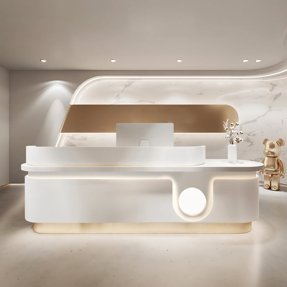 Fully Assembled Light Luxury Marble Stores Salon Reception Desk JDT-1015