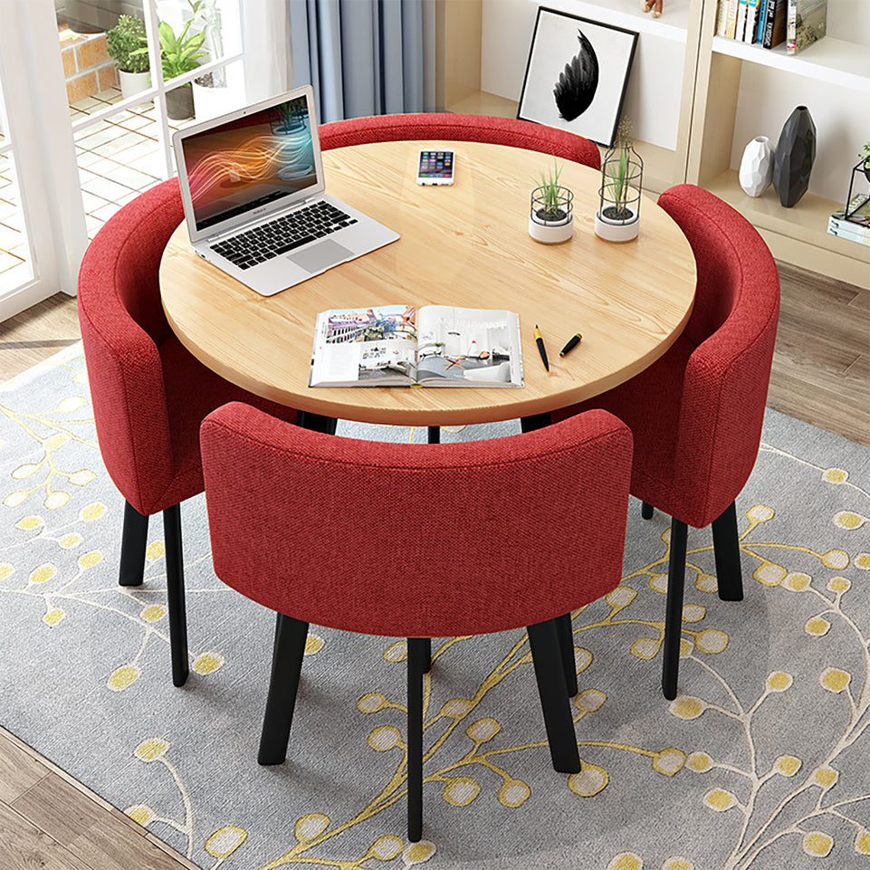 Minimalist Reception Round Table with 4 Chairs Set For Office & Cafe JDZH-2078
