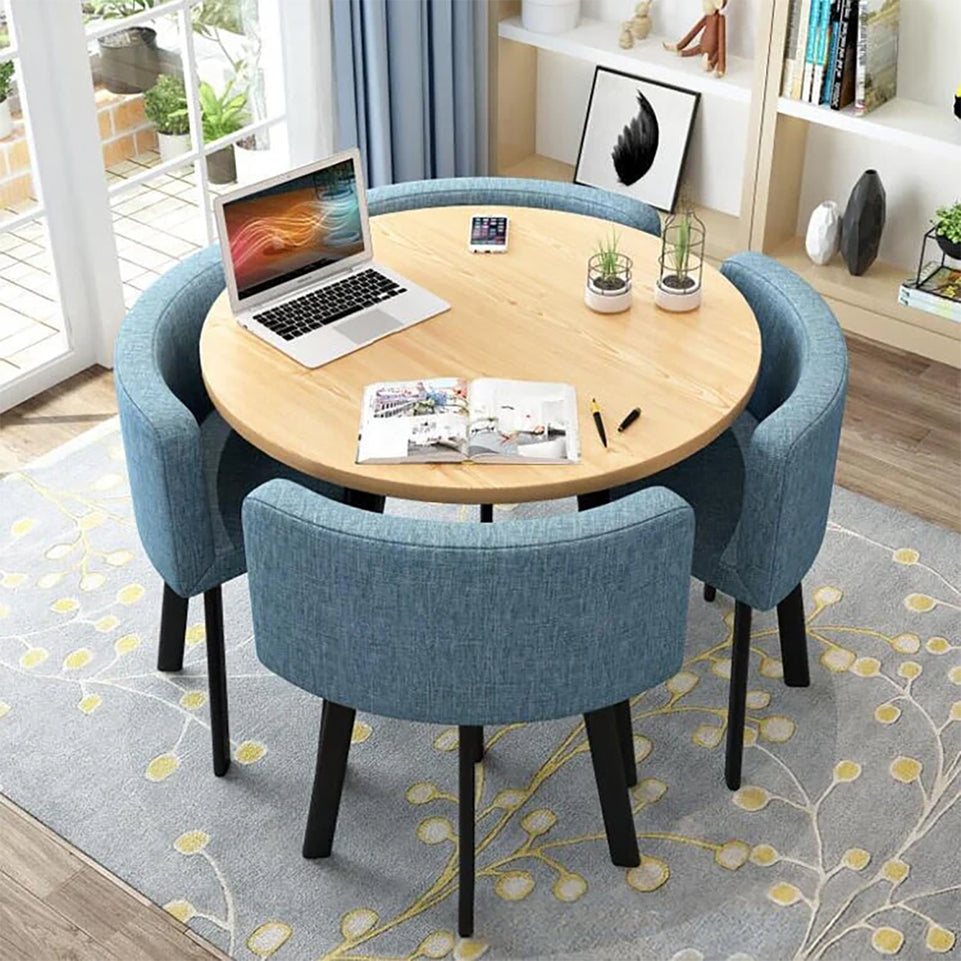 Minimalist Reception Round Table with 4 Chairs Set For Office & Cafe JDZH-2078