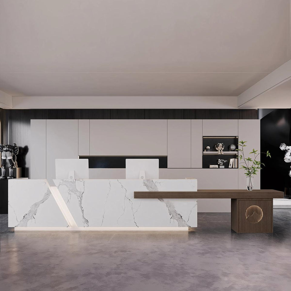 Modern Rectangular Imitation Marble Company Hotel Multi-Person Reception Desk JDT-2166