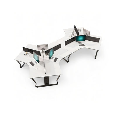 (In Stock)Wooden-Top Metal-Leg Multi-Person Collaborative Desk Ideal for Small Offices and Multi-Person Workstations BGZ-015