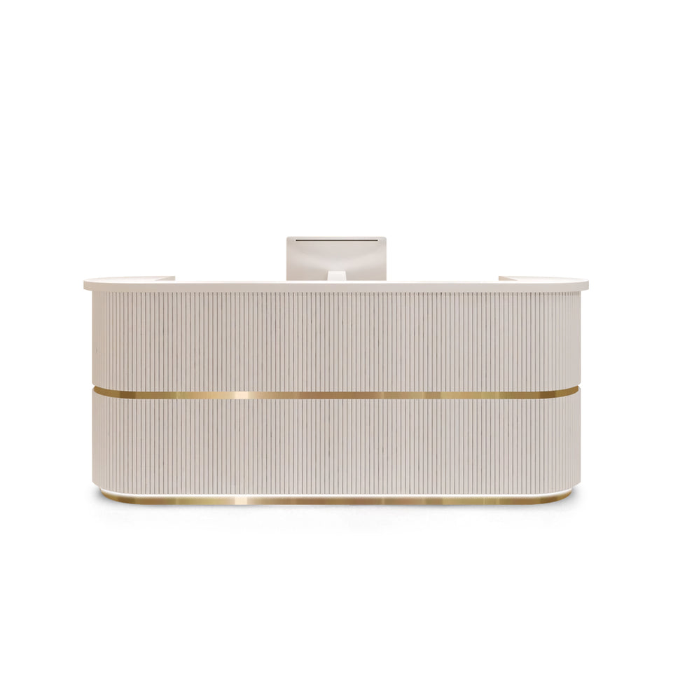 Curved Fully Assembled Reception Desk with LED Lights for Clothing Store JDT-7190