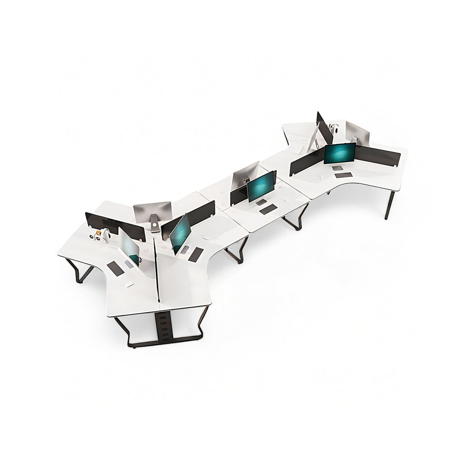 (In Stock)Wooden-Top Metal-Leg Multi-Person Collaborative Desk Ideal for Small Offices and Multi-Person Workstations BGZ-015