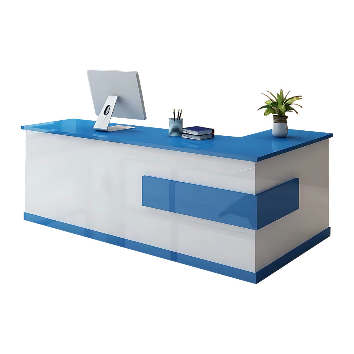 L-shaped Modern Reception Desk with a Drawer and a Keyboard Tray JDT-069