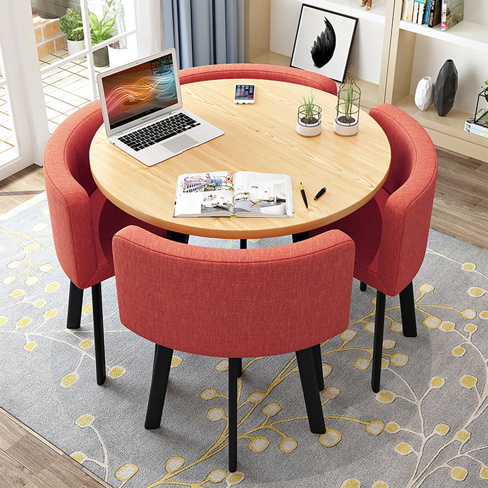 Minimalist Reception Round Table with 4 Chairs Set For Office & Cafe JDZH-2078