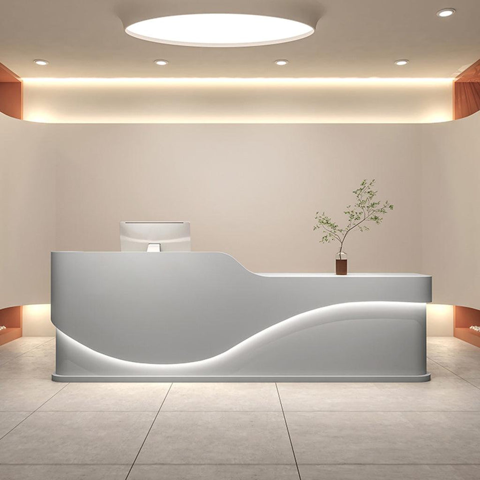 Creamy Style Minimalist Lacquered Salon Store Reception Desk JDT-1044
