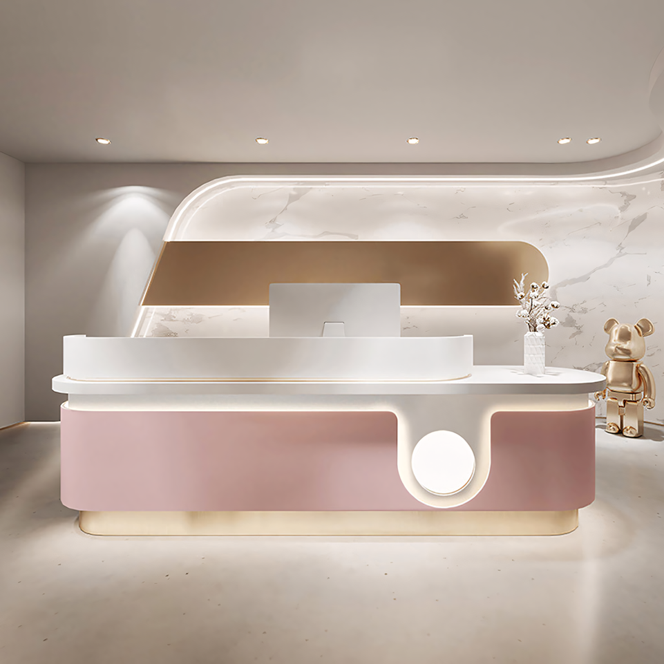 Fully Assembled Light Luxury Marble Stores Salon Reception Desk JDT-1015