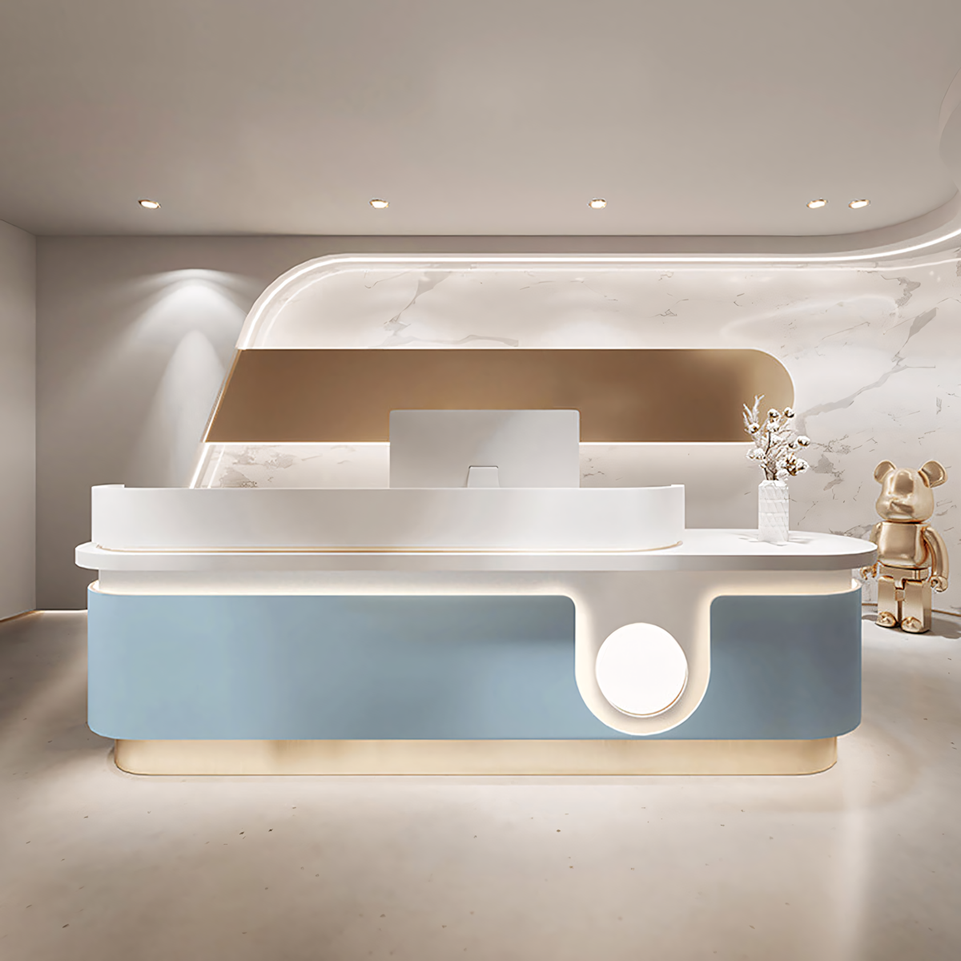 Fully Assembled Light Luxury Marble Stores Salon Reception Desk JDT-1015