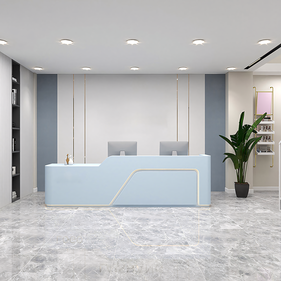Lacquered Reception Desk with LED Strip and Wide Desktop Made-to-Order (6-11 Weeks Delivery)