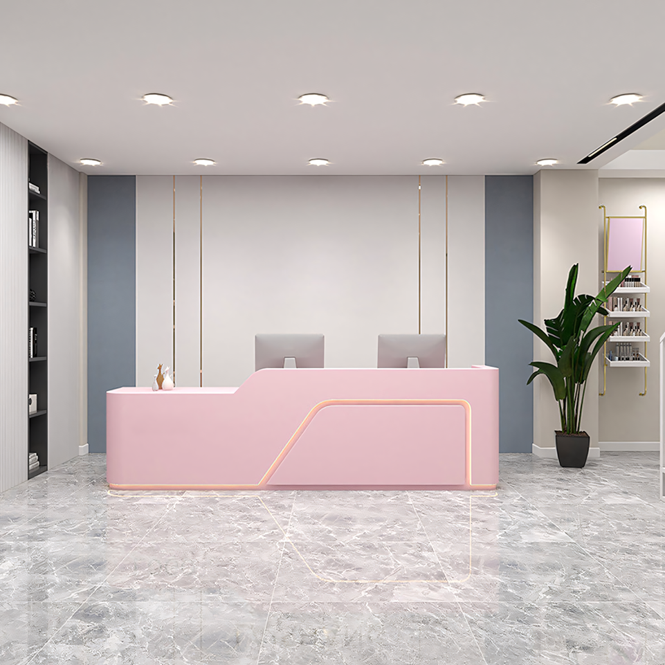 Lacquered Reception Desk with LED Strip and Wide Desktop Made-to-Order (6-11 Weeks Delivery)