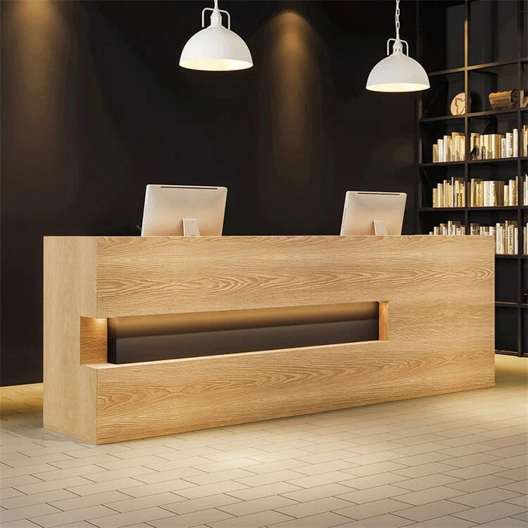 (In Stock) Wood Grain Reception Desk Vintage Full-Assembly Reception Desk JDT-769 Shipped from Australia
