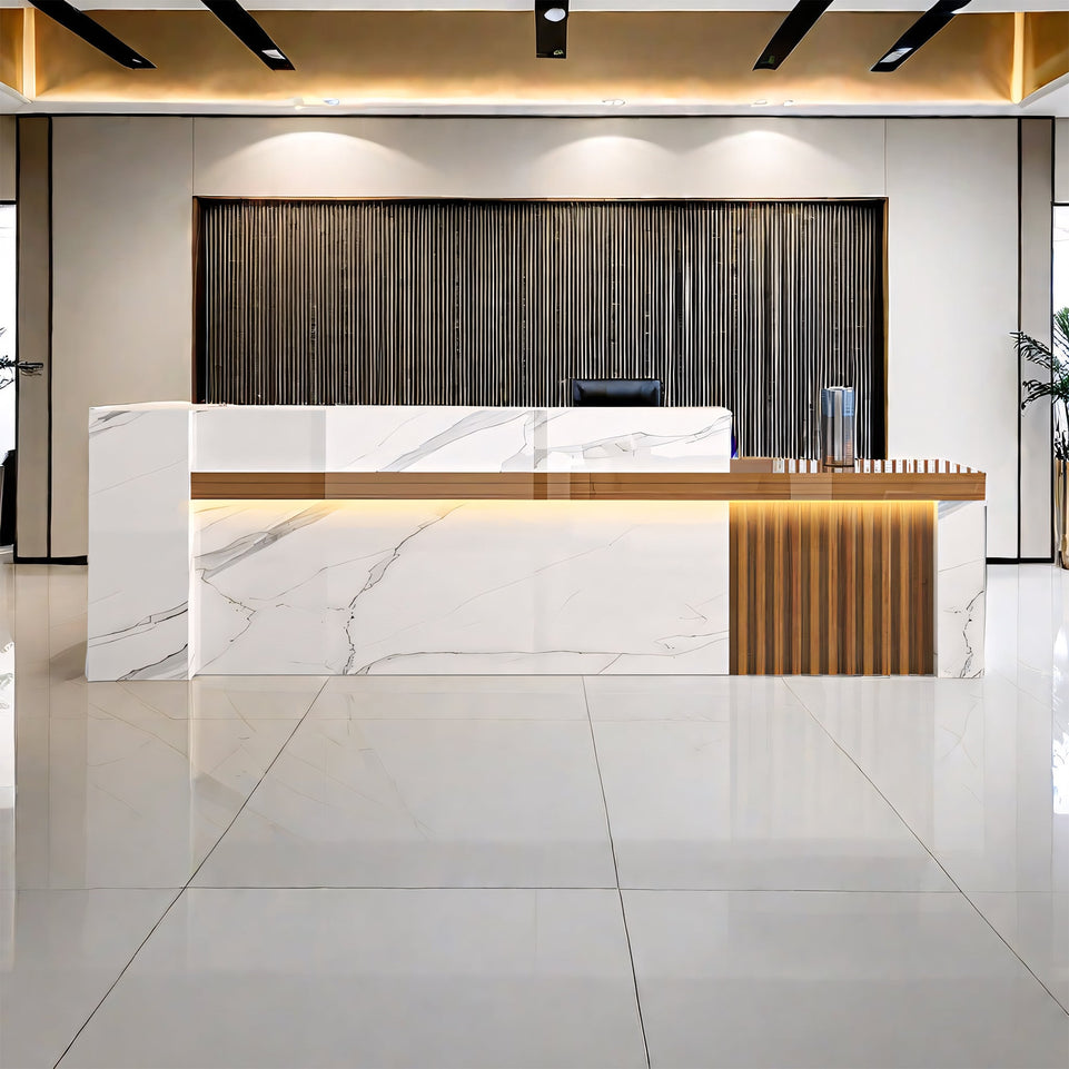 (In Stock) Wooden Reception Desk JDT-7106 for Collaborative Office Reception, Suitable for Hotel Front Desks and Company Reception Areas