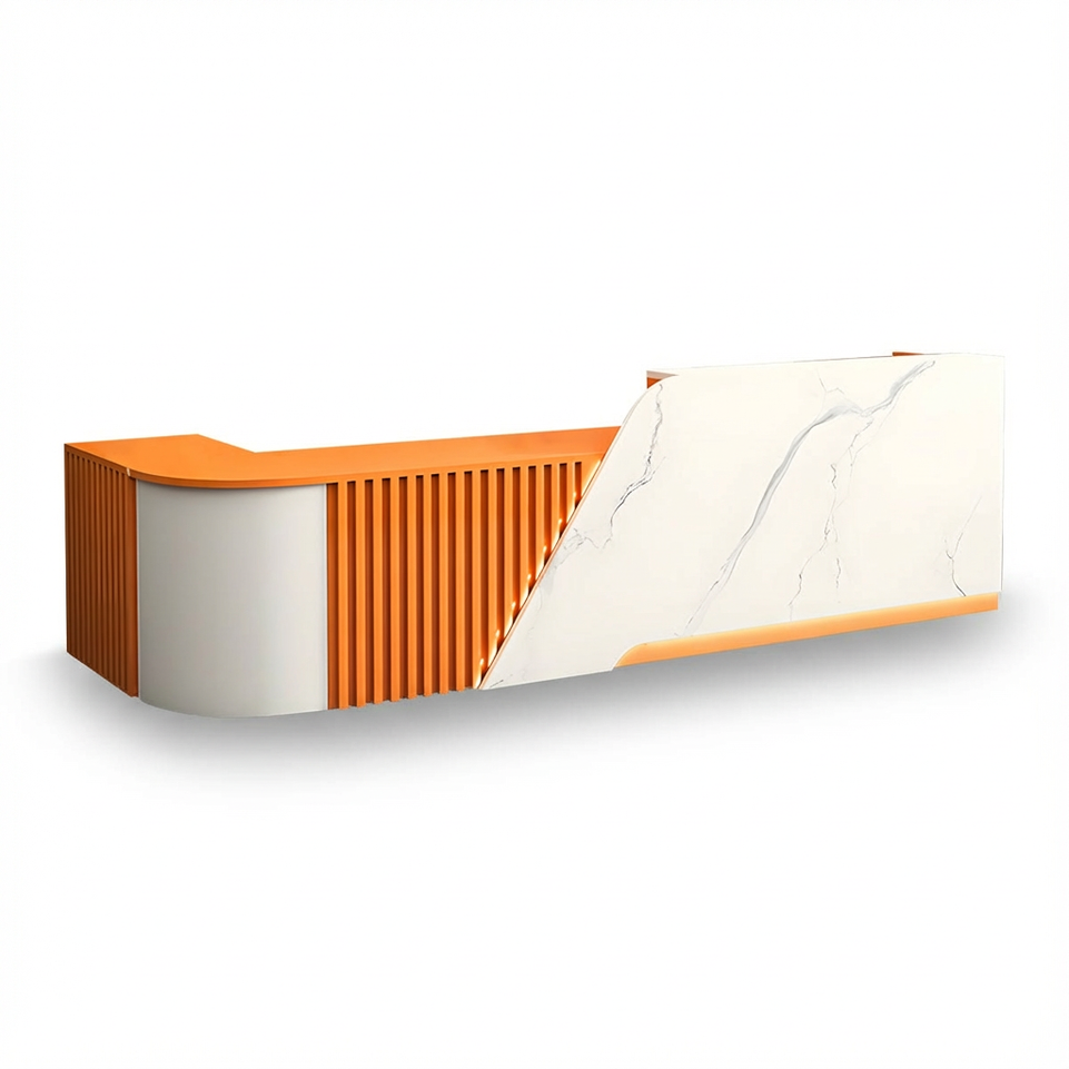 Modern L-Shaped Reception Desk with Storage Cabinet for Office Reception Area JDT-2248