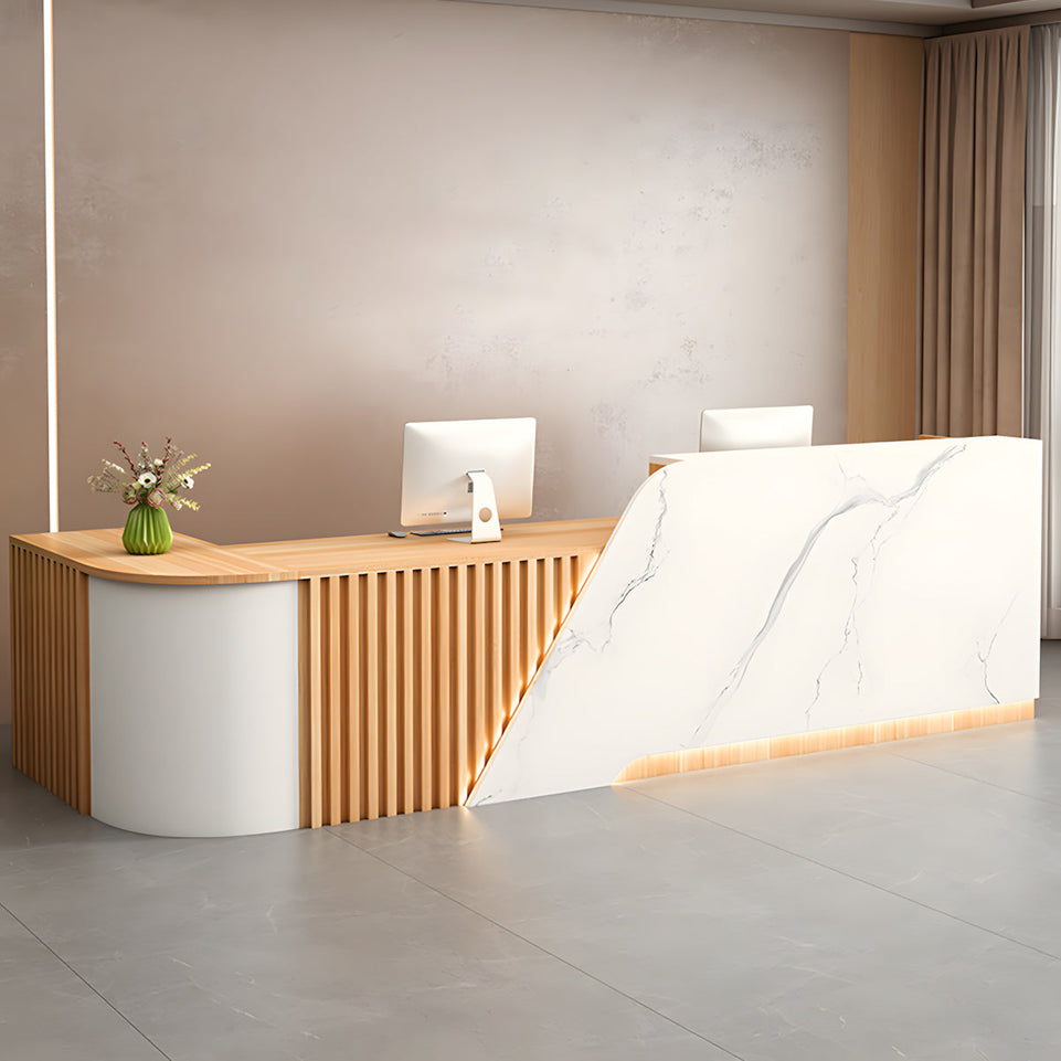 Modern L-Shaped Reception Desk with Storage Cabinet for Office Reception Area JDT-2248