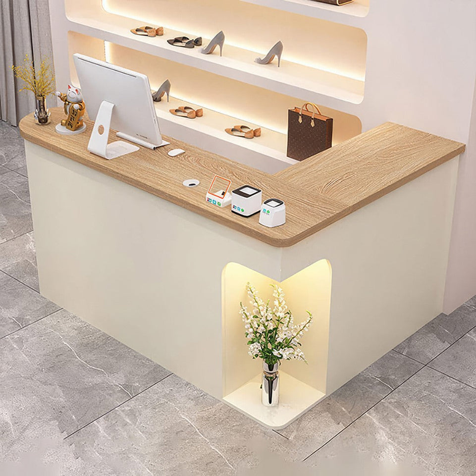 (In Stock) Stylish L-Shaped High-Capacity Storage Reception Desk for Beauty Salons JDT-1053 Ships from Australia